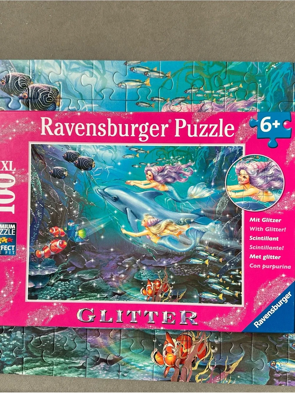 Ravensburger Glitter Puzzle Collection - Pink & Blue Scenes - 100-piece puzzles
